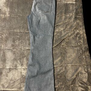 Frame Denim Blue Straight Jeans with Gold Stitching